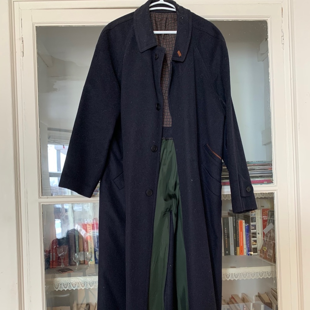 Navy wool trench coat
